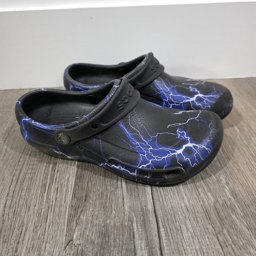 Crocs Bistro Graphic Work Clogs Size Mens 6 Womens 8 Slip Resistant Lightning‎